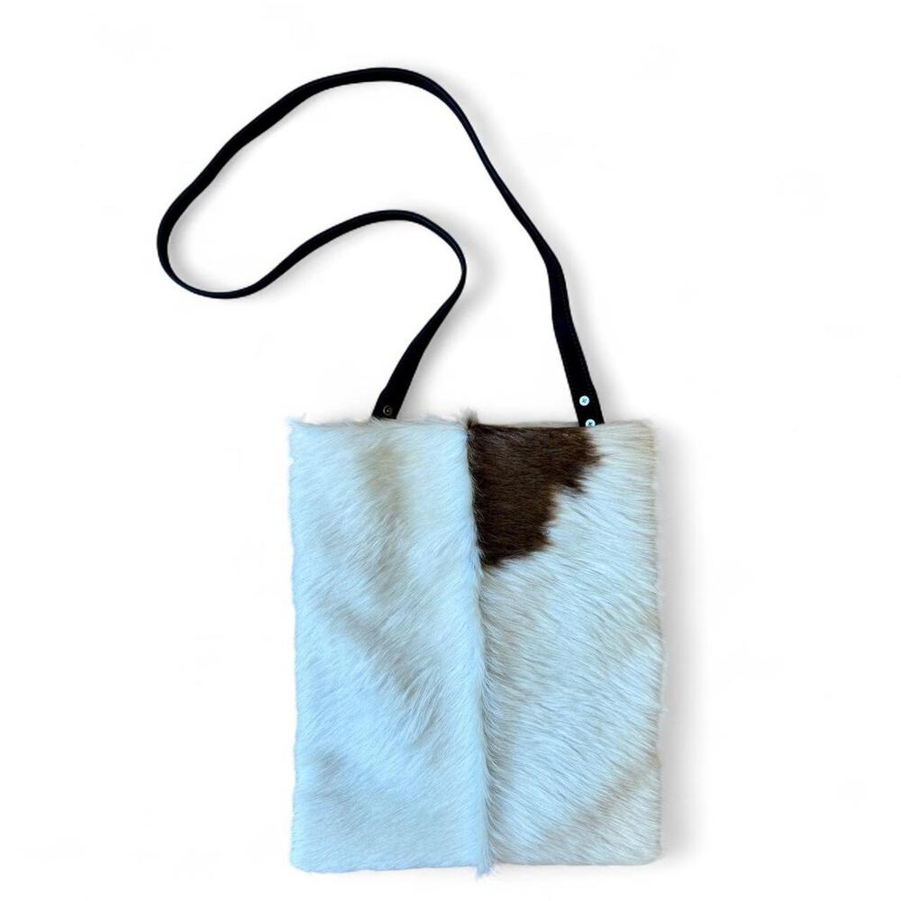 White brown cowhide tote